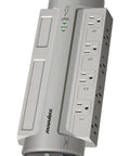 8 Outlet Surge Protector Power Strip With EMI RFI Noise Filtration Protect Or Disconnect Technology in grey, angled view