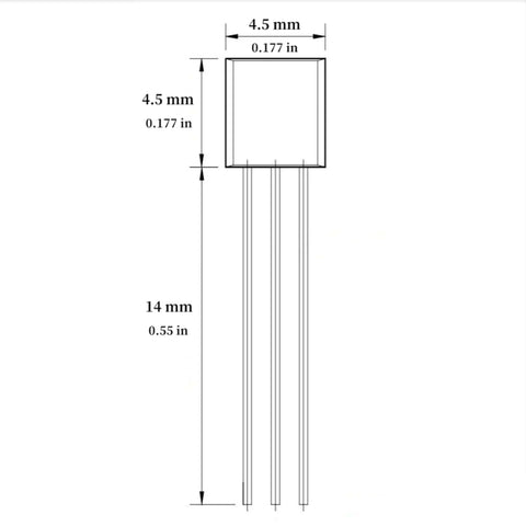 Diagram of TO-92 transistor package from Dope Transistor Assortment Kit 600 Pieces, 30 Values, dimensions labeled in mm and inches.