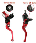 Red Universal Seven Eighths Inch 22 Millimeter CNC Hydraulic Brake Clutch Lever Master Cylinder with dual pump and mirror holder