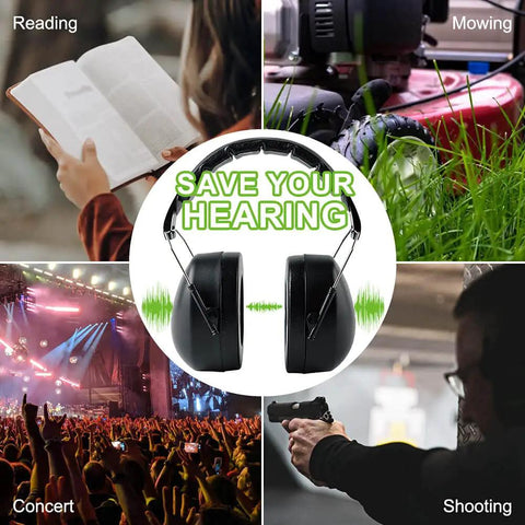 Noise Cancelling Ear Muffs With 28dB NRR For Shooting Range And Worksite Safety Over The Head Hearing Protection with usage scenarios
