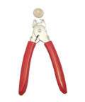 Heavy Duty Hog Ring Pliers With 3/8 Stainless Hog Rings Spring Loaded Jaws PVC Grips 7 Inch Auto Upholstery Tool Made In USA front view