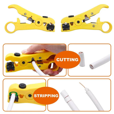 Coaxial Cable Crimping Kit With 20 F Compression Connectors Adjustable For RG6 RG59 RG11 RG58 RG7 includes stripper tool.