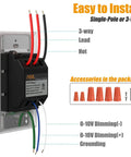Smooth Glide 0 10V Dimmer Switch For Led Lamps And Cfl Fixtures Single Pole Or Three Way Wiring with wiring connections close-up.