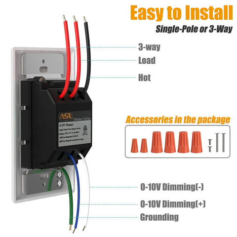 Smooth Glide 0 10V Dimmer Switch For Led Lamps And Cfl Fixtures Single Pole Or Three Way Wiring with wiring connections close-up.