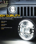7 Inch LED Round Headlights For Jeep Wrangler JK JKU TJ LJ CJ Hummer H1 H2 Halo Ring DOT Approved with 6000K color temperature