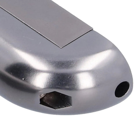 Get Your Door Locked Tight With This Sleek Push Type Door Stop Catch Made From Heavy Duty Zinc Alloy. Close-up view of zinc door catch with hex opening.