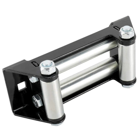 Winch Roller Fairlead 6 Inch Mount For Steel Cable ATV UTV Winches, 4000 To 5500 Lbs Capacity, CNC Machined Steel Frame, 152 Mm Bolt Pattern, Powder Coated Roller And Zinc Finish Built Tough