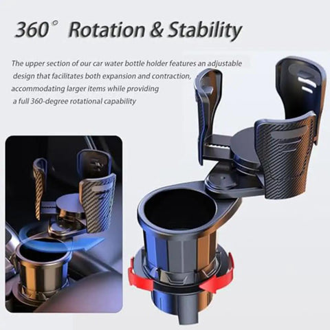 Smooth Rides Only 2 In 1 Cup Holder Expander For Rivian R1S R2 Center Console Organizer with rotating tray design and adjustable fit.