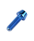 DIN912 titanium hex bolt, blue M4x12mm, tapered-head, side view