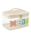Clear Waterproof Meds Organizer Makeup Bag With Top Handle Grab And Go Large Transparent Nylon Cosmetic Toiletry Case For First Aid Travel Beige Chenille Letter Design