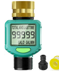 Water Flow Meter With 180 Degree Flip Screen For Outdoor Garden Hose RV And Irrigation, Brass Inlet, Waterproof LCD Display.