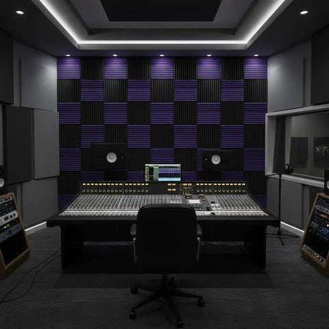 Top Tier Bang For Your Buck Acoustic Foam Wedge Panels 12 Inch Studio Soundproofing Wall Tiles Noise Reducing Foam Blocks With Heavy Duty Tape Solid Fire For Home Studios And Vocal Rooms Dope Audio Treatments in a modern recording studio.