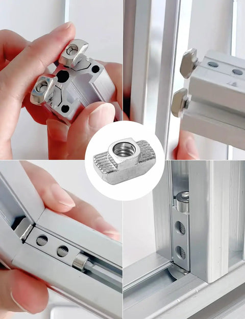 Installation of Premium 20 Pack One Quarter Inch Twenty Thread Pitch T Slot Nuts For 4545 Series Aluminum Extrusion Profiles.