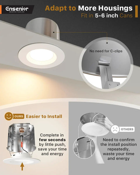 No Sweat 5 And 6 Inch Led Recessed Can Lights Featuring smooth adjustable fitting into 5-6 inch ceiling cans for easy installation.