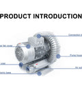Heavy Duty Industrial Regenerative Blower For Pond Aeration And Pool Oxygenation 7.5Kw With Dust Filter showing product components.