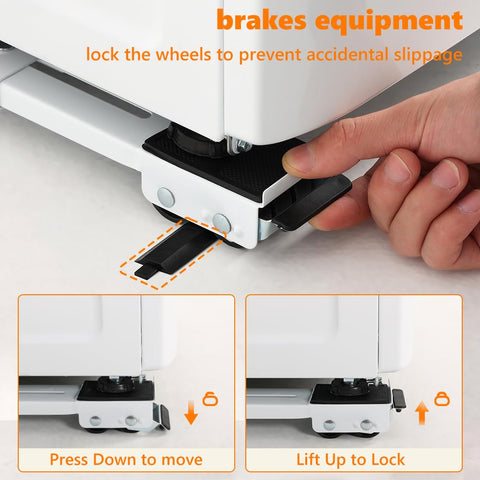 Heavy Duty Appliance Rollers For Washing Machines And Refrigerators Extendable Mobile Stand With 24 Dual Wheels And 660 Lb Load Capacity White Furniture Sliders For Fridges And Washers Smooth Glide Floor Protection And Easy Maneuverability