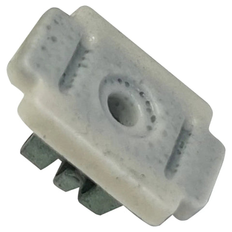 Close-up of a white plastic nut from the 105 Piece GM Specialty Nut Assortment Kit for automotive body panels and trim.