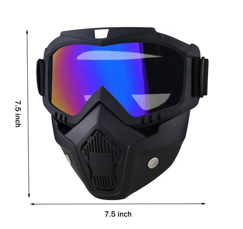 Anti Fog Paintball Mask Full Face Tactical Shield With Detachable Goggles Adjustable 7.5-inch Face Protection