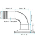 90-degree elbow tri-clamp hose barb fitting, 304 stainless steel, 0.5 in tube for brewery/winery equipment