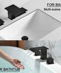 Deck Mount Roman Tub Faucet Set With 3 Hole Mount Dual Handle High Flow Matte Black Waterfall Spout for soaking bathtubs