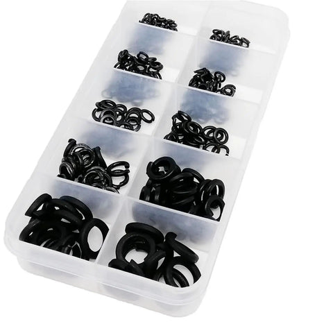 320 Piece M2 To M8 Stainless Steel Black Spring Split Lock Washers And Elastic Gasket Assortment Kit, black washers in organizer case