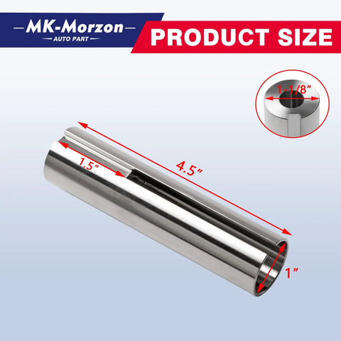 Heavy Duty Engine Pulley Crank Shaft Sleeve Adapter For Quick Gearbox Swaps And Easy Rig Ups showing dimensions and silver finish.