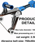 Cordless Pipe Polisher Sander With Adjustable Speed Rechargeable Grinder For Metal And Plastic Tubes Four Roller Head