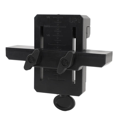 Straight Shooter Cabinet Door Alignment Jig And Quick Draw Hang Mounting Fixture with adjustable arms for fast hinge setup.