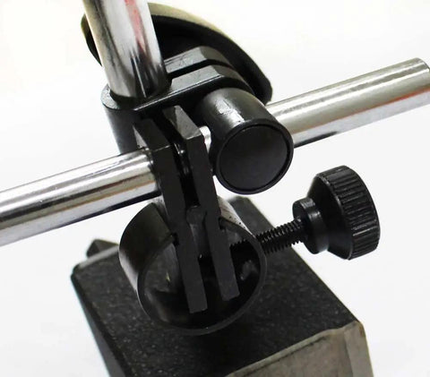Magnetic Machine Base For Dial And Digital Indicators 9 Inch Height With On Off Switch Adjustable Pivot Arm Stable Compact Metal Stand close-up