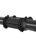 Close-up of black Carbon Frame Protector For Bikes Black All Round Fit Adjustable With Soft TPE Liner on bike frame.