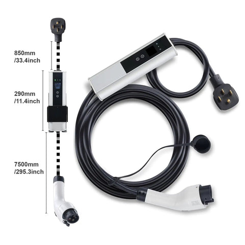 Level 2 Portable EV Charger With 40 Amp Adjustable Current, 240V, 25 Foot Cable, NEMA 14-50P Plug, Durable Aluminum Build