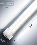 Ultra Bright 24W 3600LM 6500K D Shape T8 LED Shop Light with 24-inch size and linkable feature for utility lighting in garages.