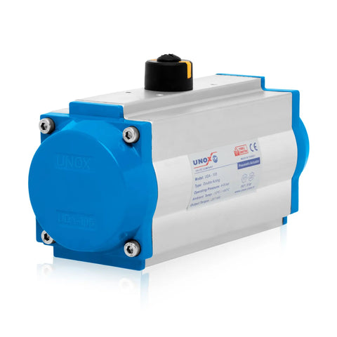 Straight Fire Double Acting Pneumatic Actuator With Precision Control Air Cylinder For Aluminum Valve Damper shown from side view.