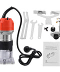 Electric Wood Slotting Machine With Aluminum Construction And Precise Electronic Components, Easy To Operate And Accurate Measuring For Wood Trimming, Edge Banding, And Crafting Christmas Decorations, Built Tough For Home Shops. Includes bits and wrenches