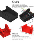Comparison of a black Silicone Soldering Stand with 8 Slot Tray and a red smaller stand, showing wire holding capabilities.