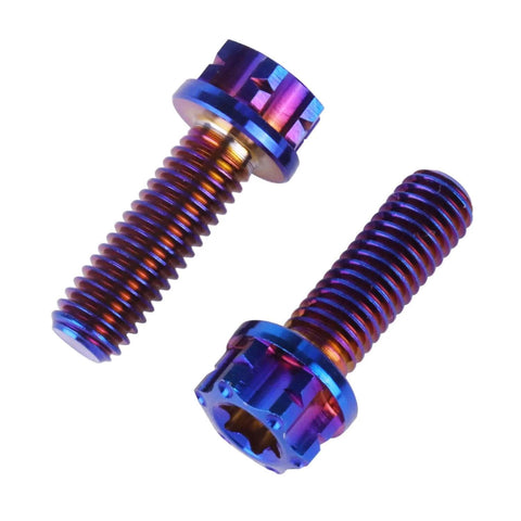 Burnt Blue Titanium Flange Torx Head Bolts M5 Pack Of 4 In 10 15 20mm Lengths Grade 5 Titanium Alloy 6AL4V Lightweight Yet Ultra Strong