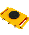 Heavy Duty Machinery Mover Dolly Skates With Six Heavy Duty Rollers 17600 Lbs Load Rating yellow steel dolly front view.