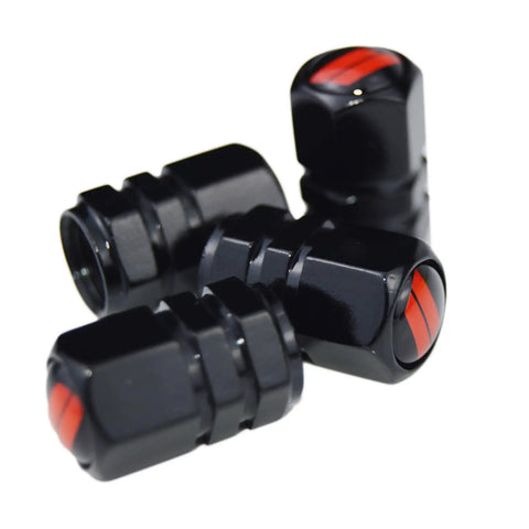 Dodge Valve Stem Caps Set Of 4 With Aluminum Alloy Cap Trim And Resin Emblem 360 Degree Rotating Tire Valve Covers Durable Auto Accessory