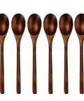 Six Piece Japanese Natural Wooden Spoons Set For Cooking And Eating Great For Stirring Tea Honey Soda Dessert And Nonstick Pots Made