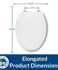 Economy Durable Wood Toilet Seat Elongated White Made in USA dimensions and Top Tightening Hinges