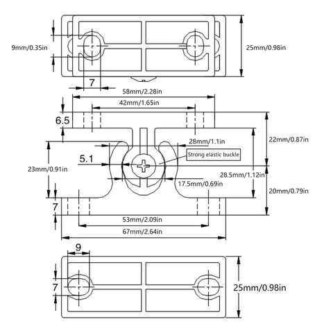 Technical dimensions of a Motorhome Door Holder With Strong Magnetic Door Catch For Outside Use RV Camper Door Retainer