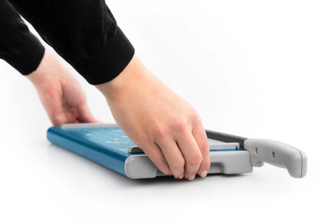 Heavy Duty A4 Guillotine Paper Trimmer With Self Sharpening Blade And Comfort Grip Handle For Crisp Stack Cuts And Zero Fray Edges On Crafts Precision Grid Base Solid Blue
