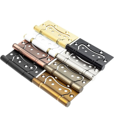 Top Shelf 4 Inch Stainless Steel Furniture Hinges Deliver Smooth As Butter Quiet Operation For Sturdy Wooden Doors And Cabinets Featuring No Sweat One Point Five Inch Mounting Base Two Pack Rich Gold Coating, showing a variety of finishes.