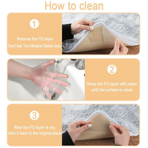 Step-by-step cleaning guide for Triangle Anti Slip Rug Tape Pad Set Keeps Rugs In Place And Prevents Curling, Washable And Reusable Clear Rug Tape.