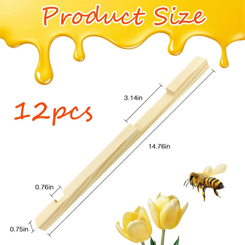 12 Pack Wooden Beehive Entrance Reducers For 10 Frame Hives, Beekeeping Supplies Keep Out Robbers Mice Moths, Regulate Warmth