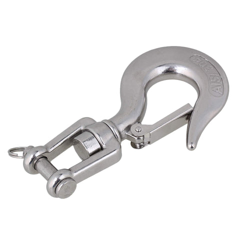 304 Stainless Steel American Type Swivel Lifting Clevis Chain Hook With Latch, 360 Degree Rotation, heavy duty