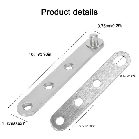 Smooth Stainless Steel Door Hinge With 360 Degree Rotating Shaft, Heavy Duty Thickened Core Design, Rounded Safe Edges No Burrs For Smooth Reliable Operation On Any Interior Or Exterior Project, shown with measurements.