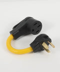 Nema 10-30P To 14-50R Level 2 Electric Vehicle Charger Adapter Cord 30A To 50A straight plug with yellow cable.