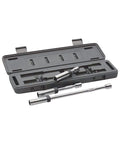 Three Eighths Drive Six Point Magnetic Swivel Spark Plug Set With Four, Six, And Eleven Inch Lengths in hard plastic case