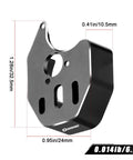 CNC Aluminum SCX24 Motor Mount Conversion Seat with dimensions shown for brushed and brushless motors.